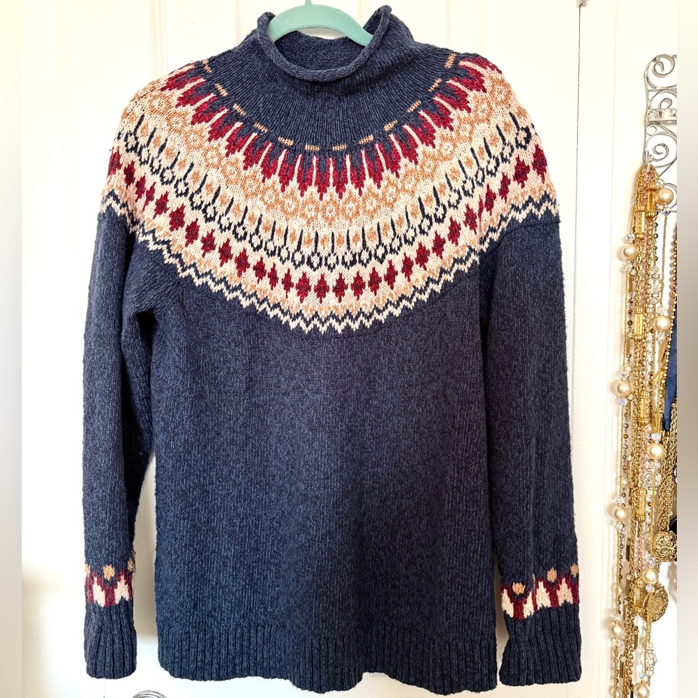 🎁 NWOT LL BEAN SWEATER XL Fair Isle Beauty 100% Cotton 🎁